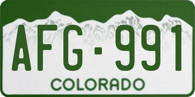 CO license plate AFG991