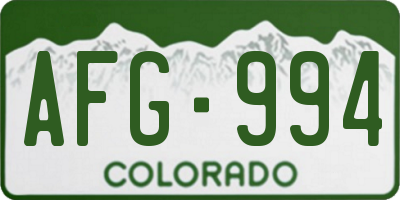 CO license plate AFG994