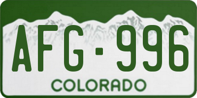 CO license plate AFG996