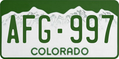 CO license plate AFG997
