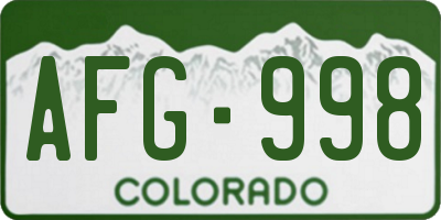 CO license plate AFG998