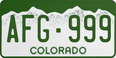 CO license plate AFG999