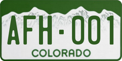 CO license plate AFH001