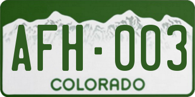 CO license plate AFH003