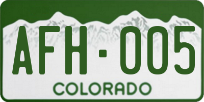 CO license plate AFH005