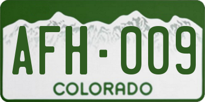 CO license plate AFH009