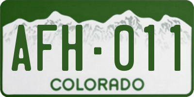 CO license plate AFH011