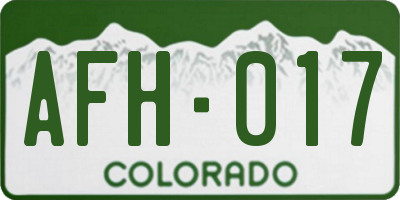 CO license plate AFH017