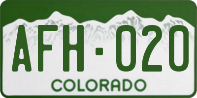 CO license plate AFH020