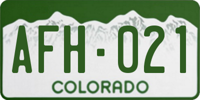 CO license plate AFH021