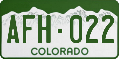 CO license plate AFH022