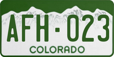 CO license plate AFH023