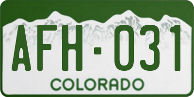 CO license plate AFH031