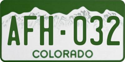 CO license plate AFH032