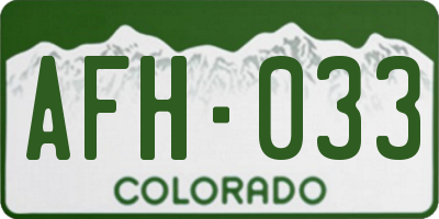 CO license plate AFH033