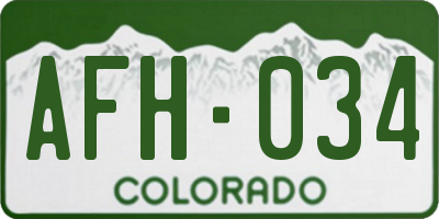 CO license plate AFH034