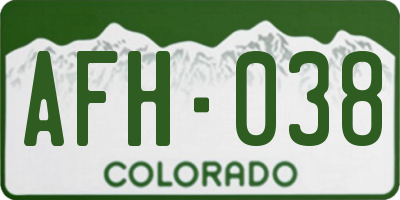 CO license plate AFH038