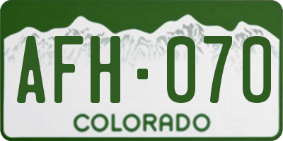 CO license plate AFH070