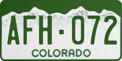 CO license plate AFH072