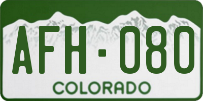 CO license plate AFH080