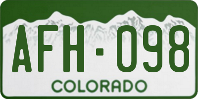 CO license plate AFH098