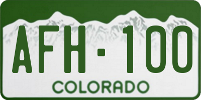 CO license plate AFH100