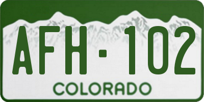 CO license plate AFH102