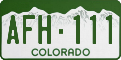 CO license plate AFH111