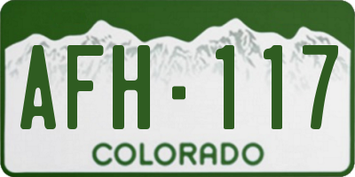 CO license plate AFH117