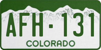 CO license plate AFH131