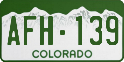 CO license plate AFH139