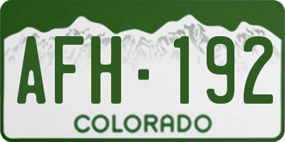 CO license plate AFH192