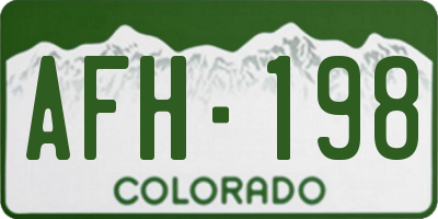 CO license plate AFH198
