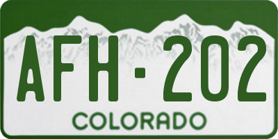 CO license plate AFH202