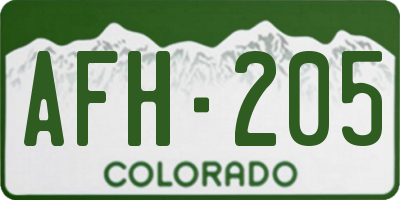 CO license plate AFH205