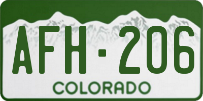 CO license plate AFH206