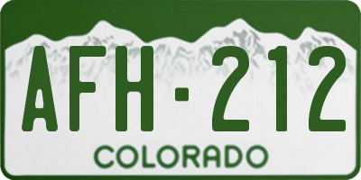 CO license plate AFH212