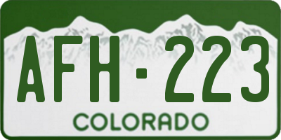 CO license plate AFH223