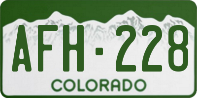 CO license plate AFH228