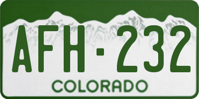 CO license plate AFH232
