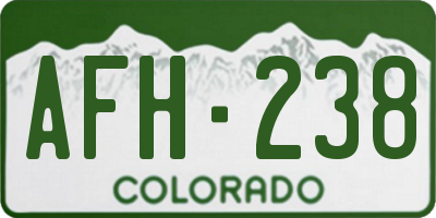 CO license plate AFH238