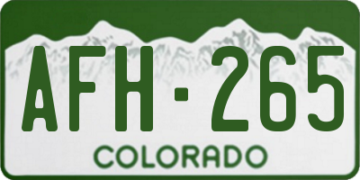 CO license plate AFH265