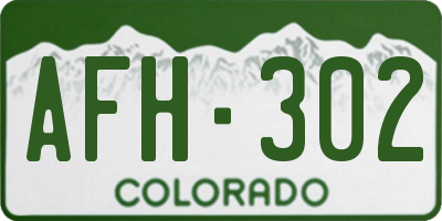 CO license plate AFH302