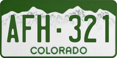 CO license plate AFH321