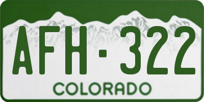 CO license plate AFH322