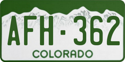 CO license plate AFH362