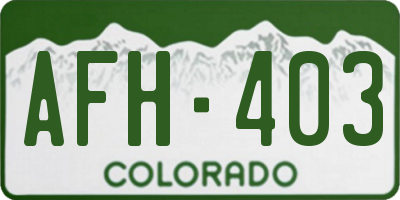 CO license plate AFH403