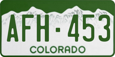 CO license plate AFH453