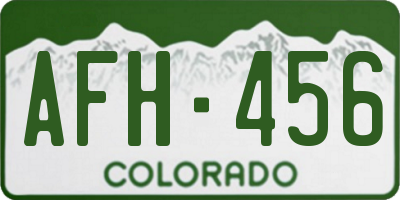 CO license plate AFH456