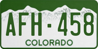 CO license plate AFH458